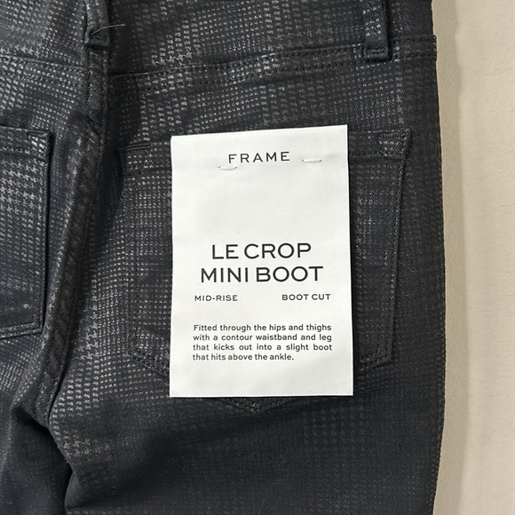 Frame Denim Le Crop Mini Boot Cut Mid Rise Houndstooth Shine Black Sz 24 NEW - Picture 8 of 14